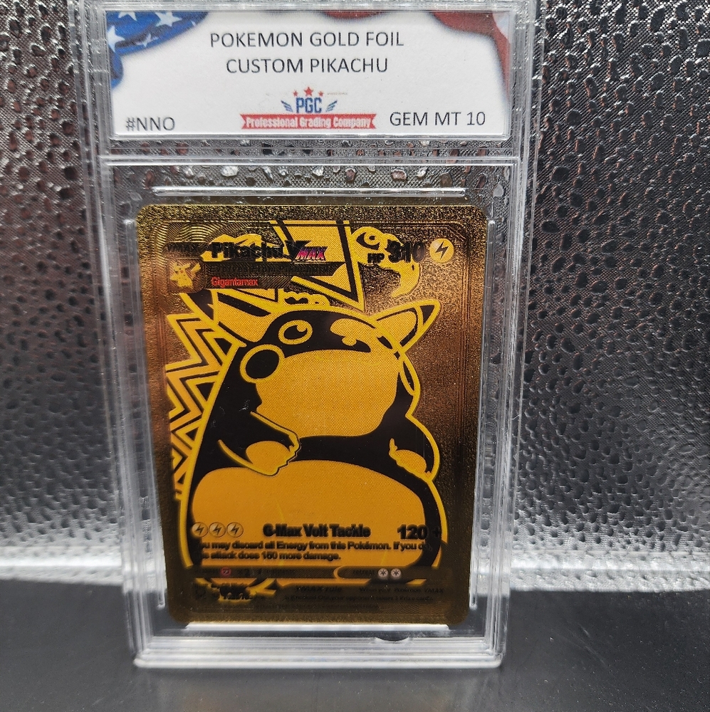 Pokemon Gold Foil Custom Pikachu Trading Card - Limited Edition Collectible